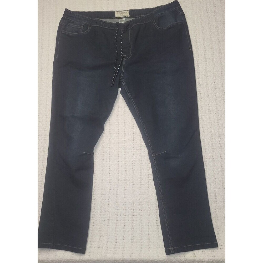 Free Planet Jeans Mens sz 42 Drawstring Stretch Stone Wash Blue Denim New